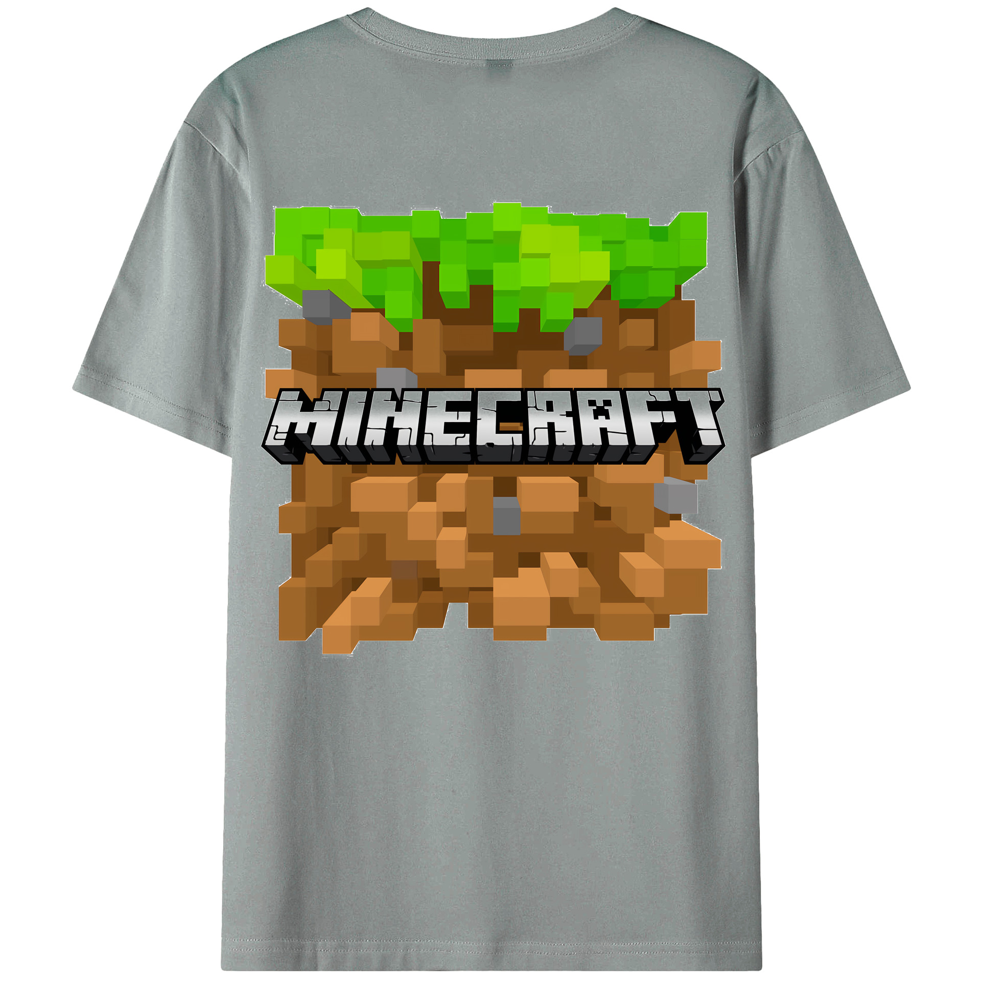 （画像用） マインクラフト ブロックの世界 Minecraft MC Block world 綿100％ メンズ半袖Tシャツ（バックプリント） 通気性